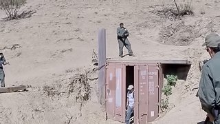 Border patrol agents capture a hot chick and fuck her brains out